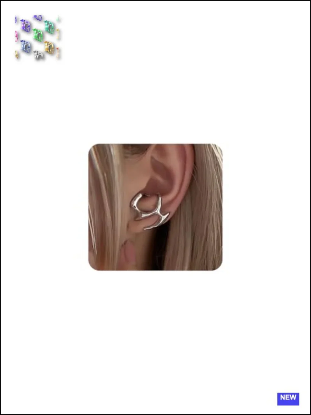 Silver Y2k Grunge Statement Earrings for Women Funky Geometric Hollow Wrap Stud